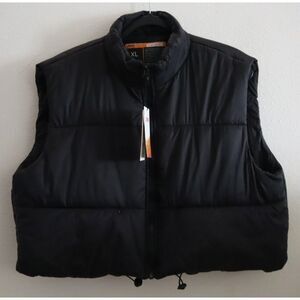 JYK Women's Sz XL Black Lightweight Full Zip Polar Fleece Cropped Heated Vest